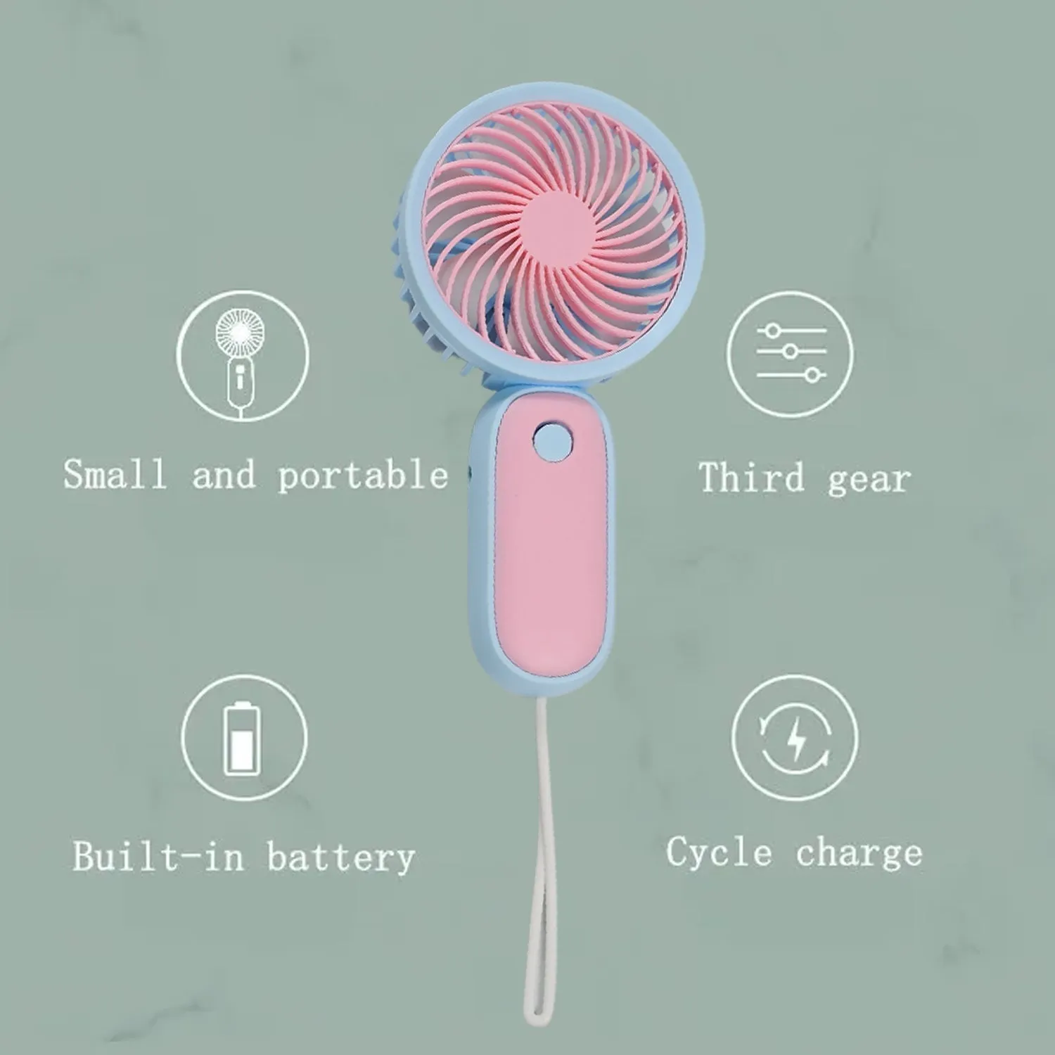 4800 Mini Handheld Fan Portable Rechargeable Mini Fan Easy to Carry, for Home, Office, Travel and Outdoor Use (Battery Not Include)