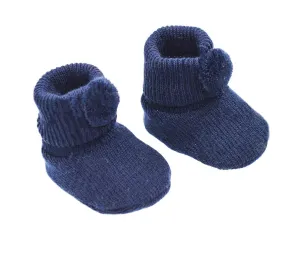 Acrylic Pom-Pom Baby Bootees Navy - S408-N