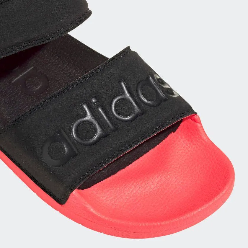 Adidas Women's Adilette Sandals - Core Black / Signal Pink