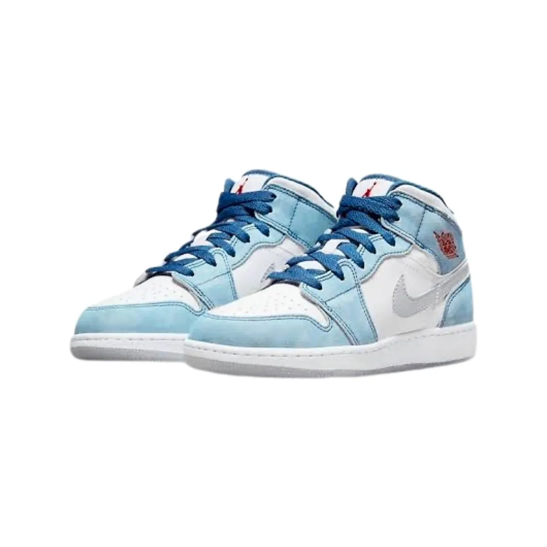 Air Jordan 1 Mid GS French Blue University Red White