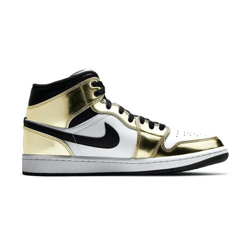 Air Jordan 1 Mid White Metallic Gold Black