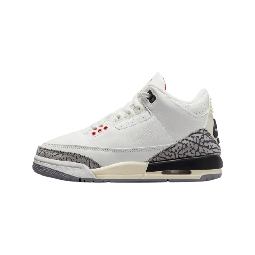 Air Jordan 3 Retro GS White Cement Reimagined White Cement Summit White Fire Red Black