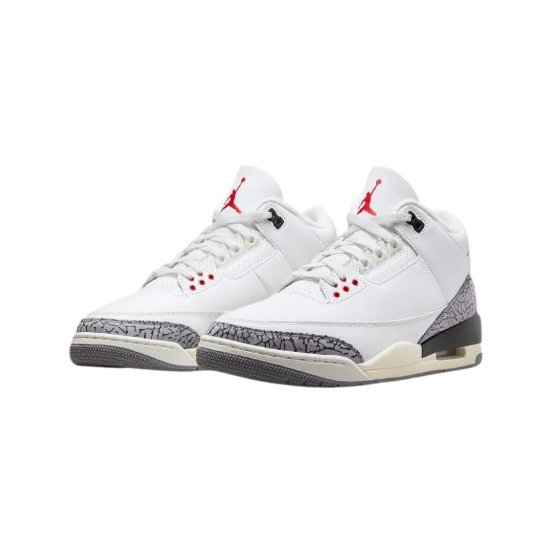 Air Jordan 3 Retro Reimagined White Cement Summit White Fire Red Black