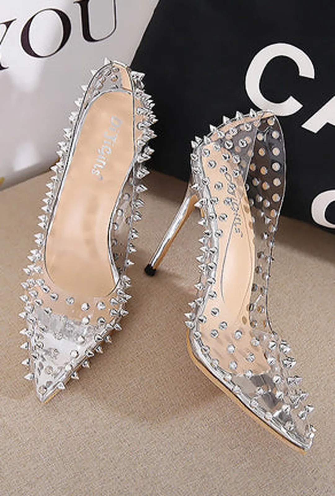 AJA - TRANSPARENT SPIKE PUMPS HEELS