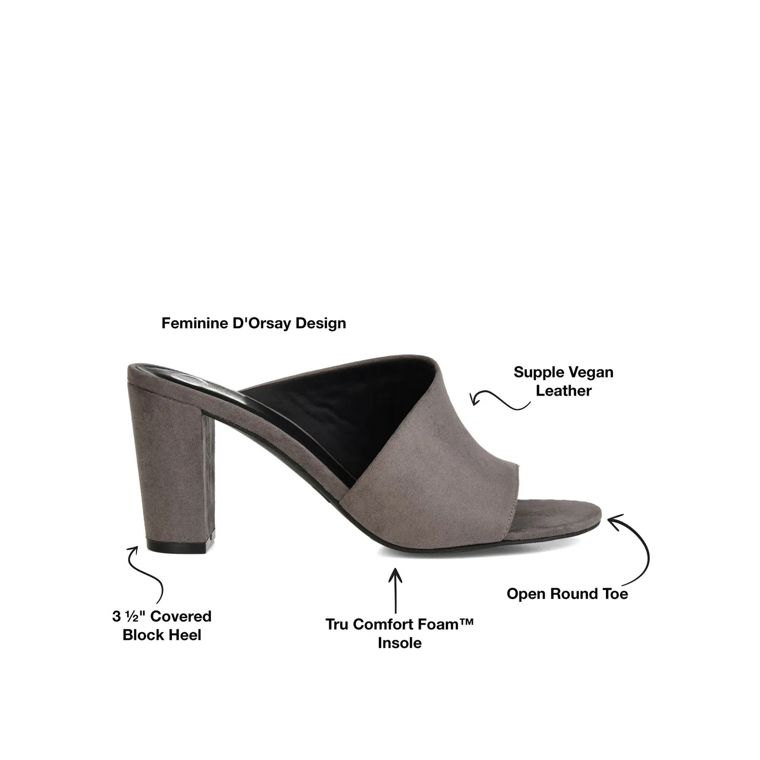 ALLEA BLOCK HEELED MULES IN WIDE