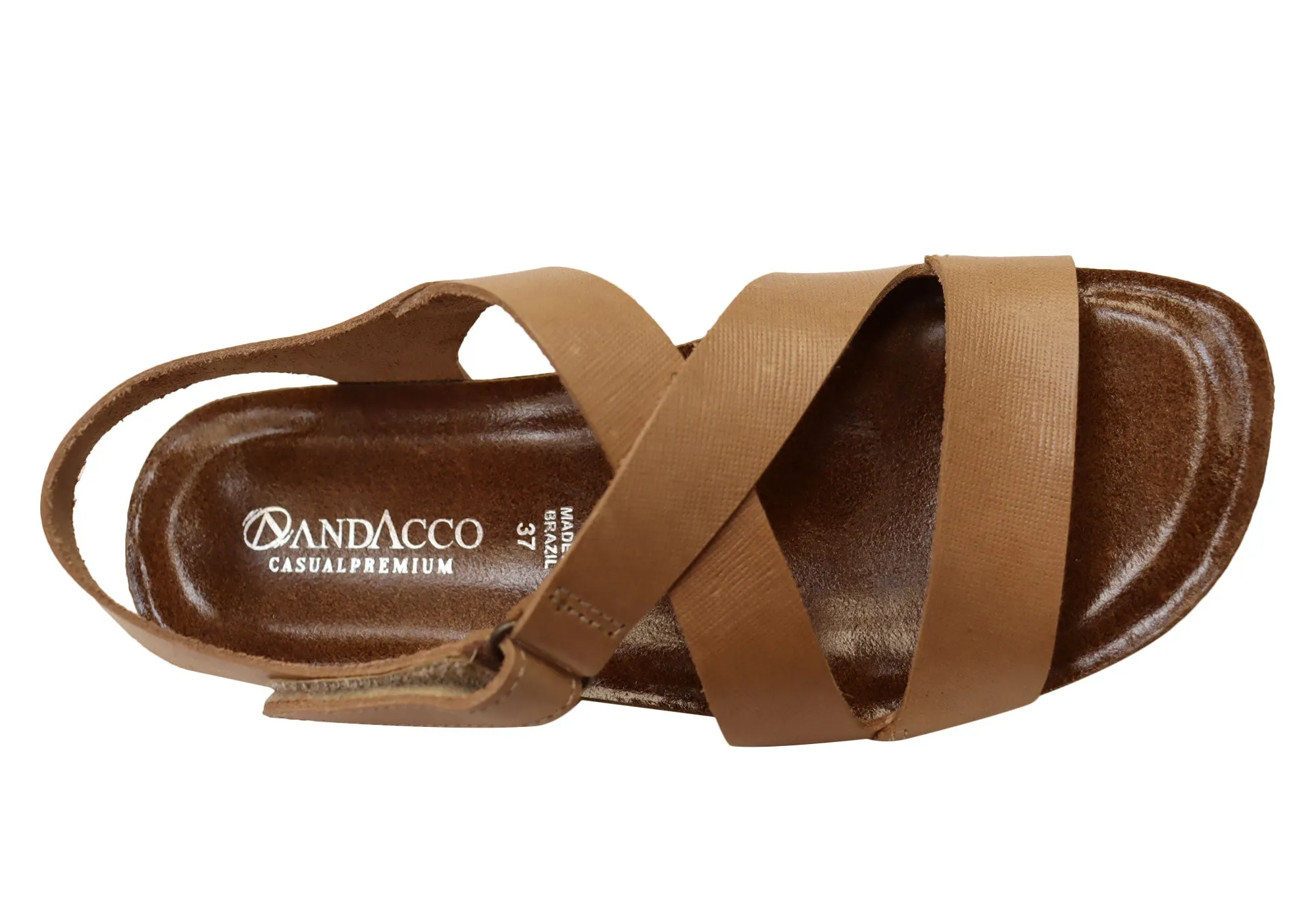 Andacco Vache Womens Comfortable Leather Sandals Made In Brazil