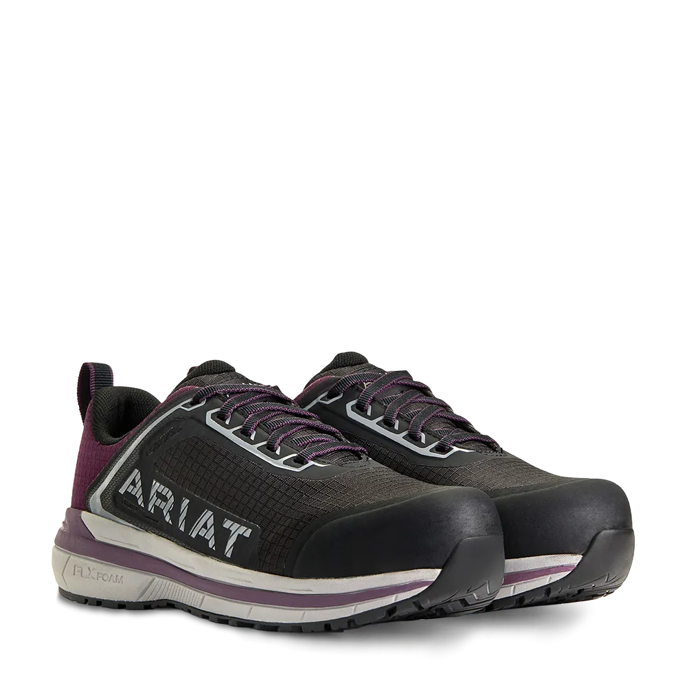 Ariat Ladies Outpace Black & Shadow Purple Composite Toe Sneakers 10040323