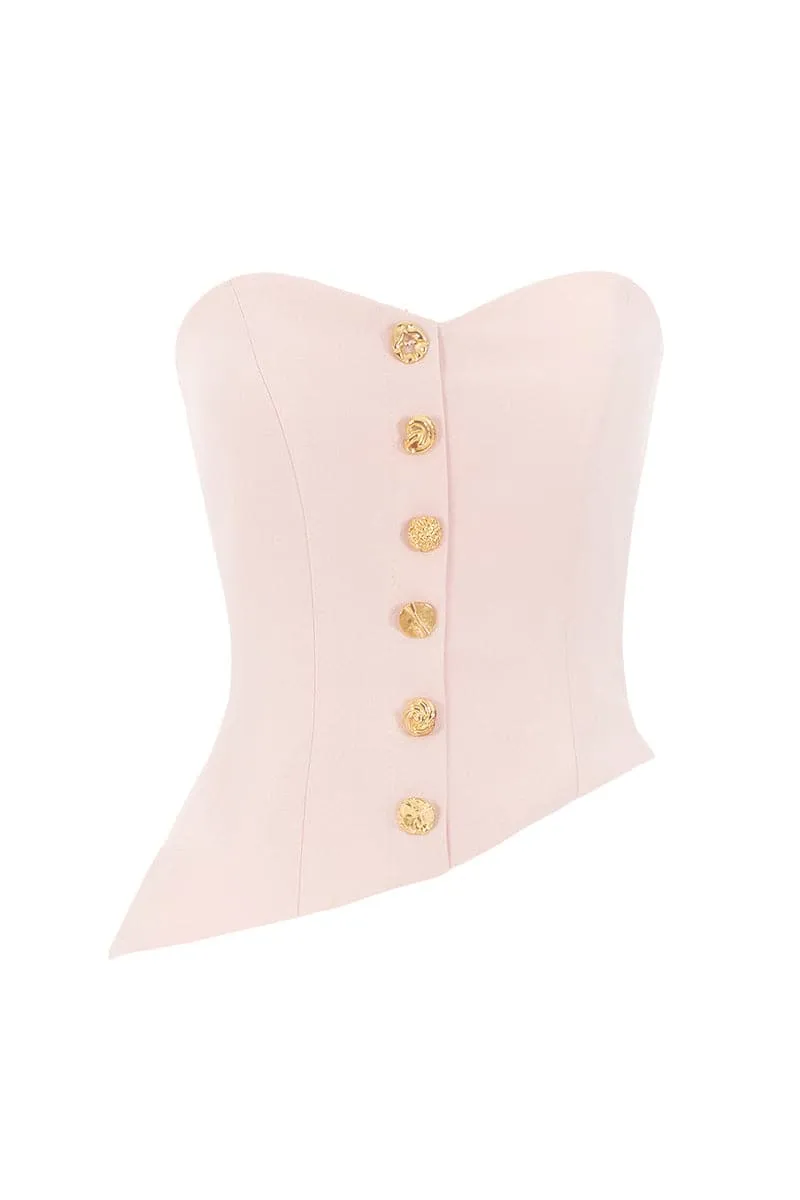 ASYMMETRIC GOLD-DETAILED CREPE CORSET