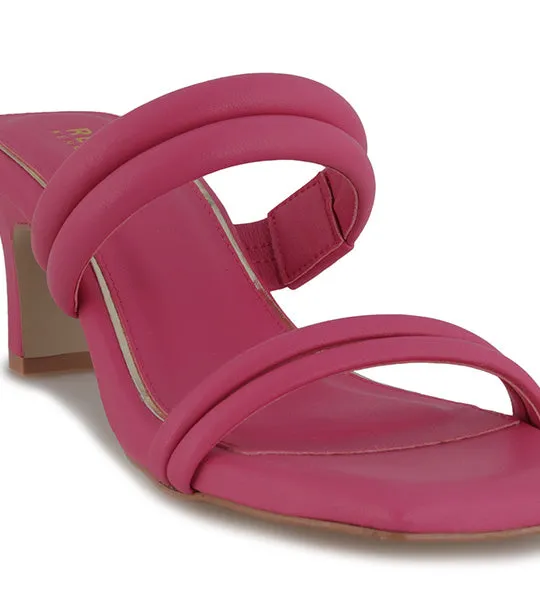 Ava Bloom Heel Sandals Fuchsia