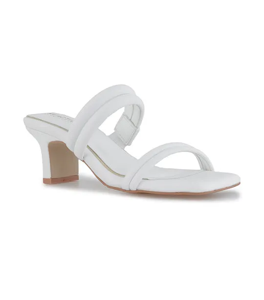 Ava Bloom Heel Sandals White