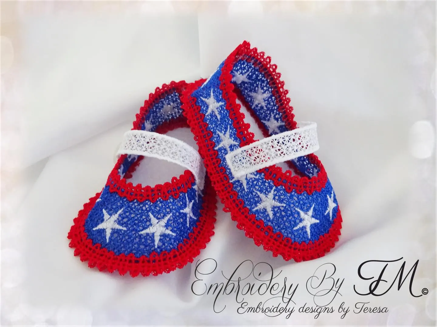 Baby booties 4th of July No.1/4x4 hoop