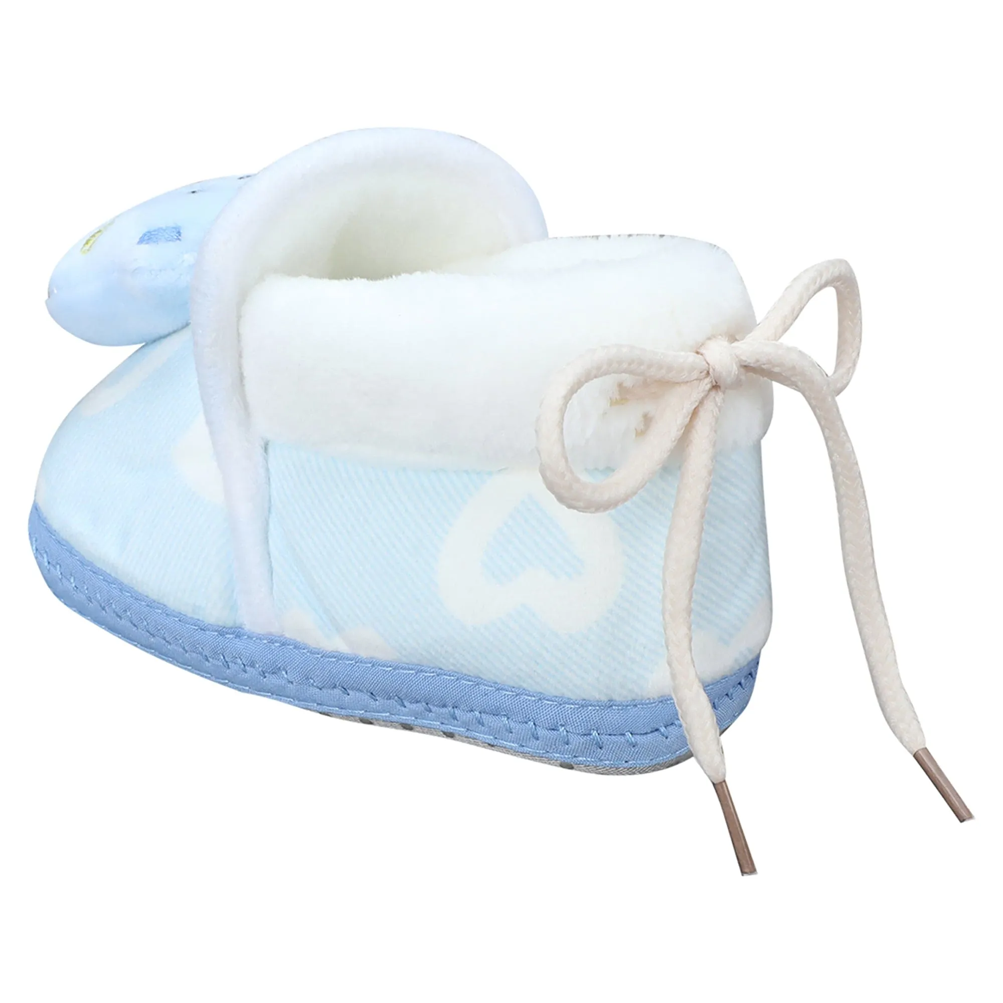 Baby Moo 3D Teddy Buddy Soft Slip-On Anti-Skid Plush Warm Booties - Blue