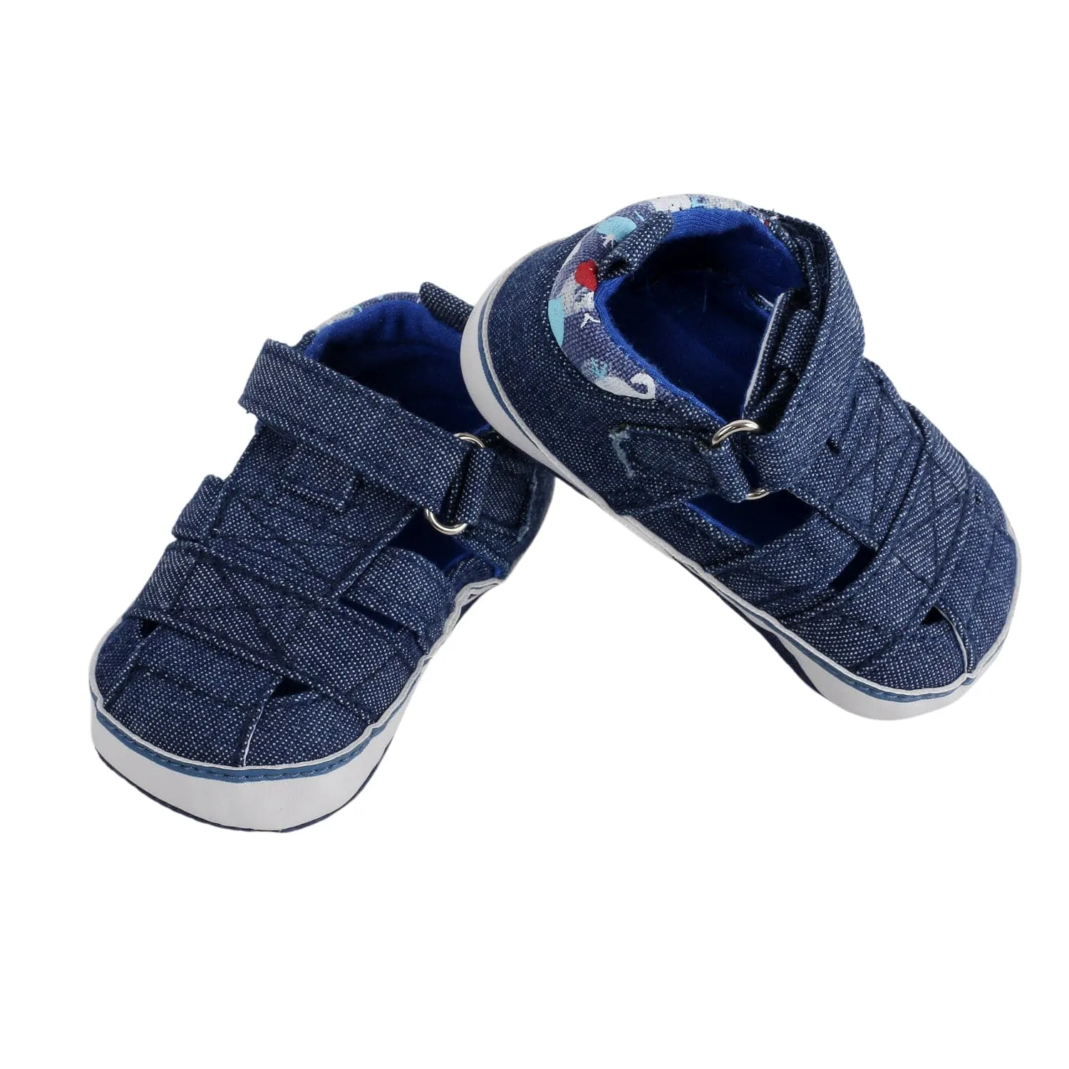 Baby Moo Denim Blue Velcro Booties