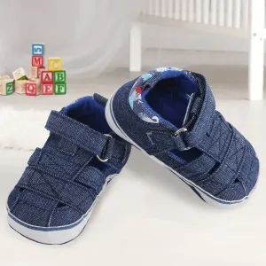 Baby Moo Denim Blue Velcro Booties