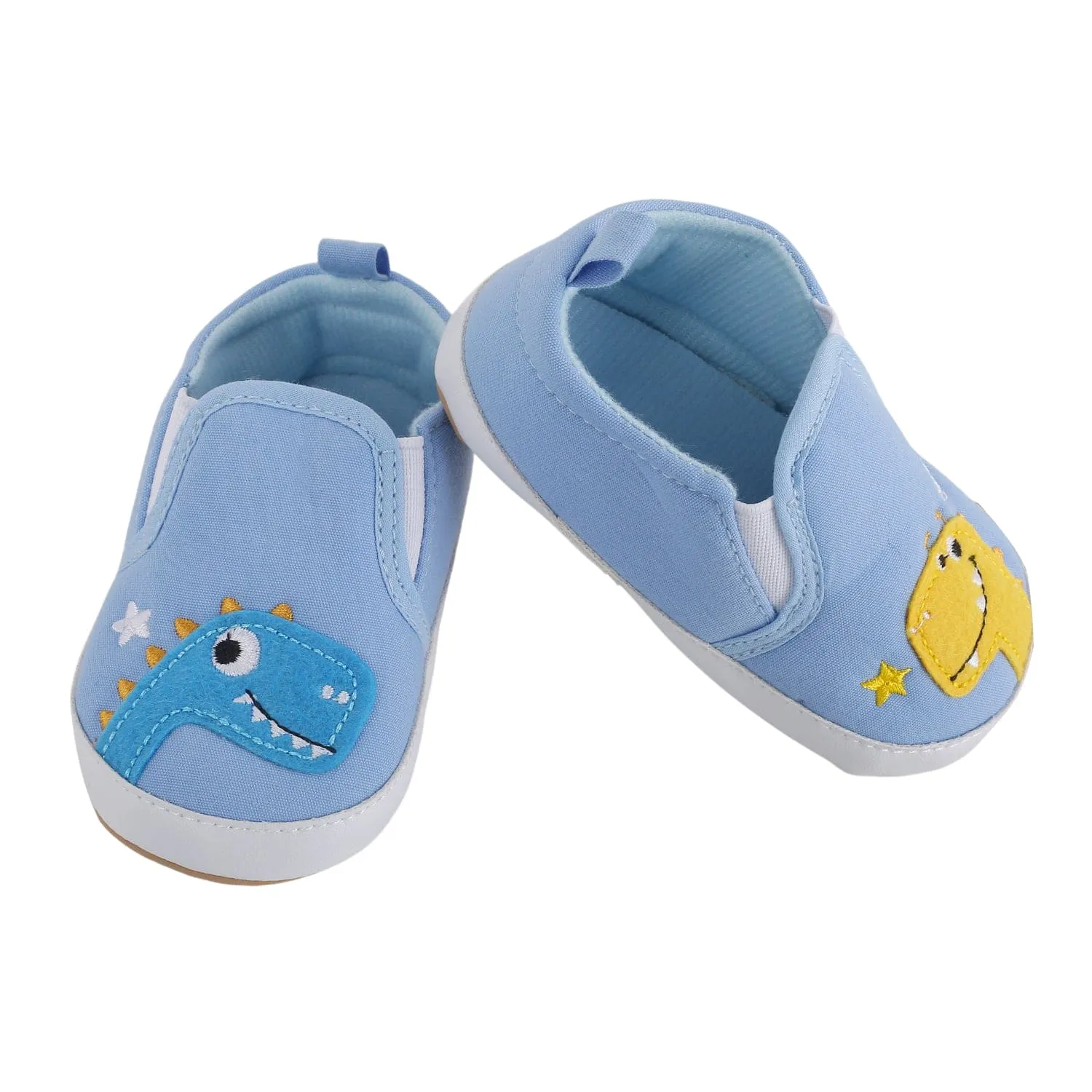 Baby Moo Dinosaur Blue Slip-On Booties