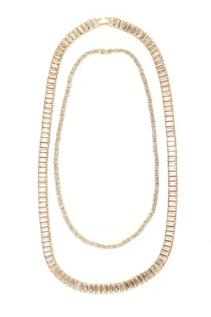 Baguette 2 Piece Chain Set - Gold