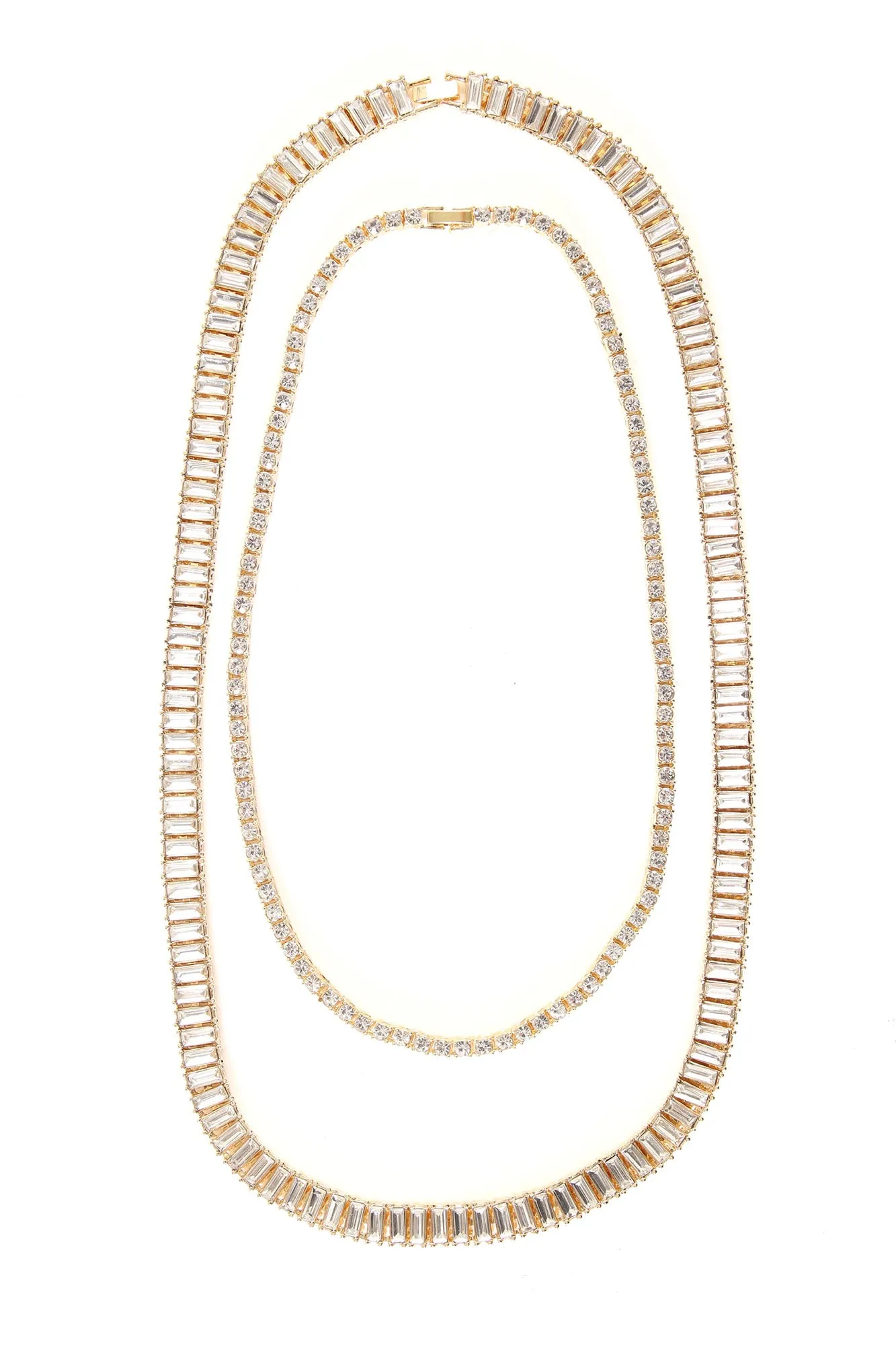 Baguette 2 Piece Chain Set - Gold