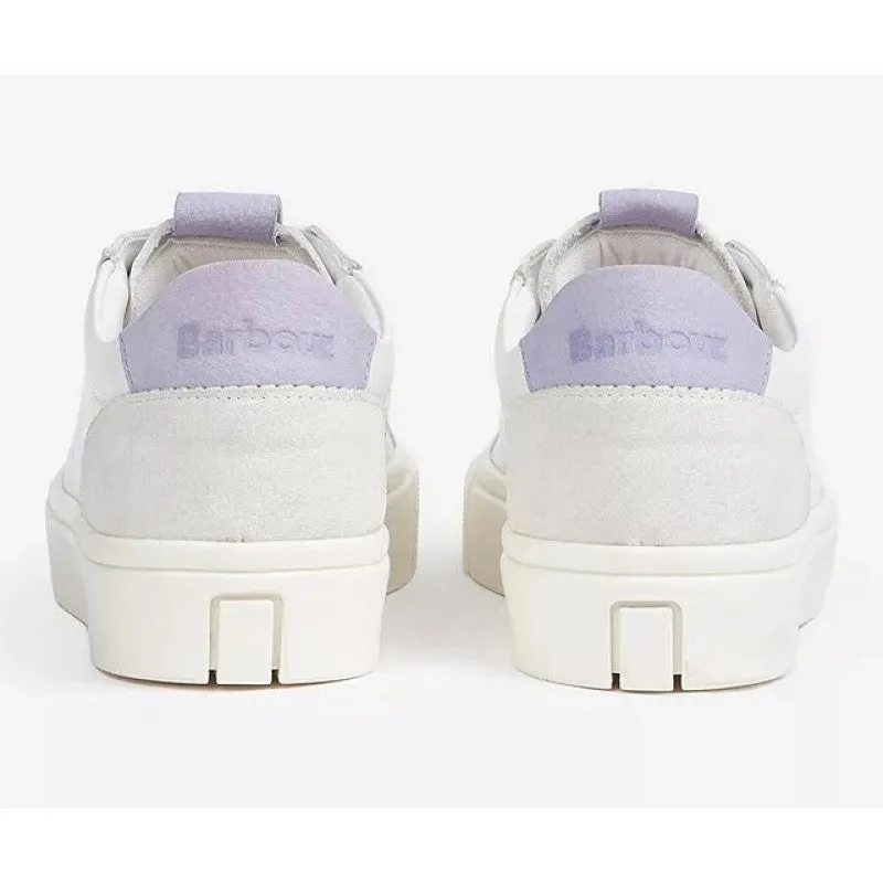 Barbour Lilly Ladies Leather Trainers - White/Lavender