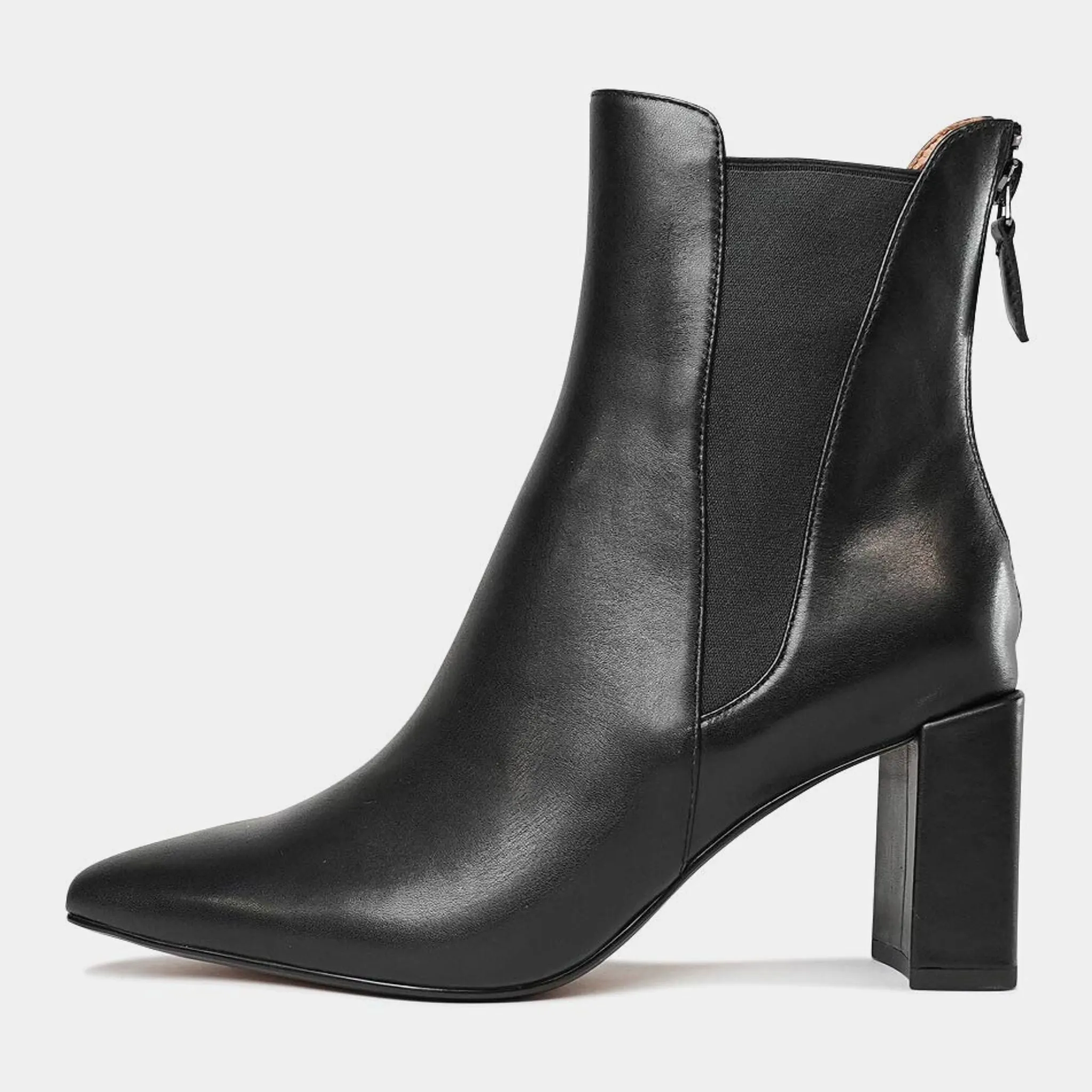 Beacon Black Leather Ankle Boots