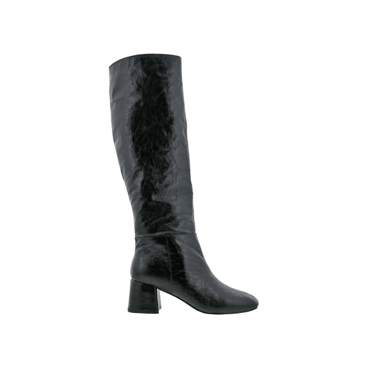 Bellini Remi Women Knee High Boots In Black Crinkle Metallic