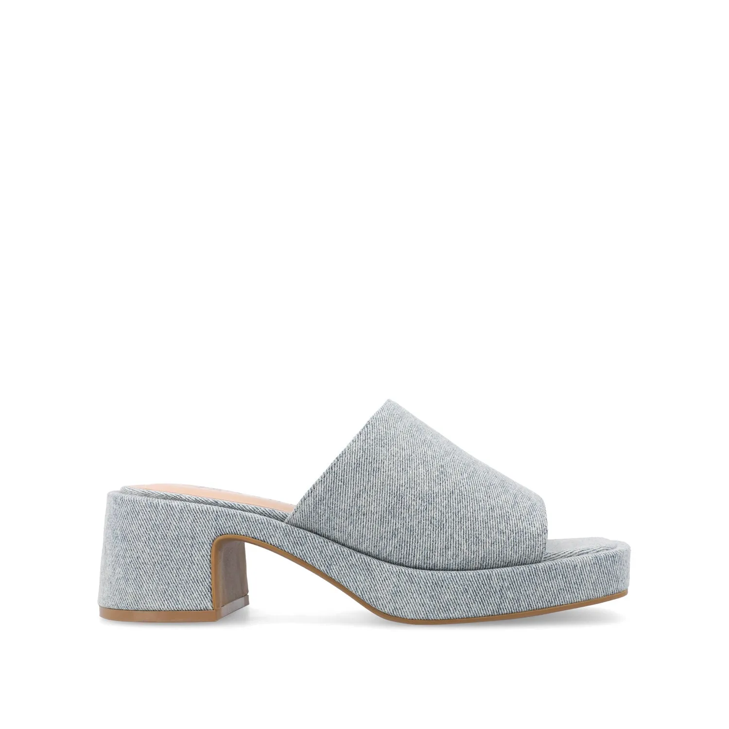 BESSA BLOCK HEELED MULES IN FAUX SUEDE