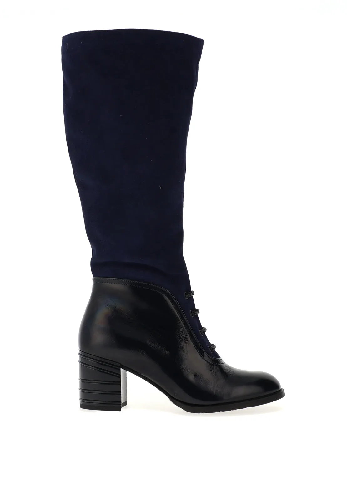 Bioeco By Arka Suede and Patent Knee Length Boots, Navy