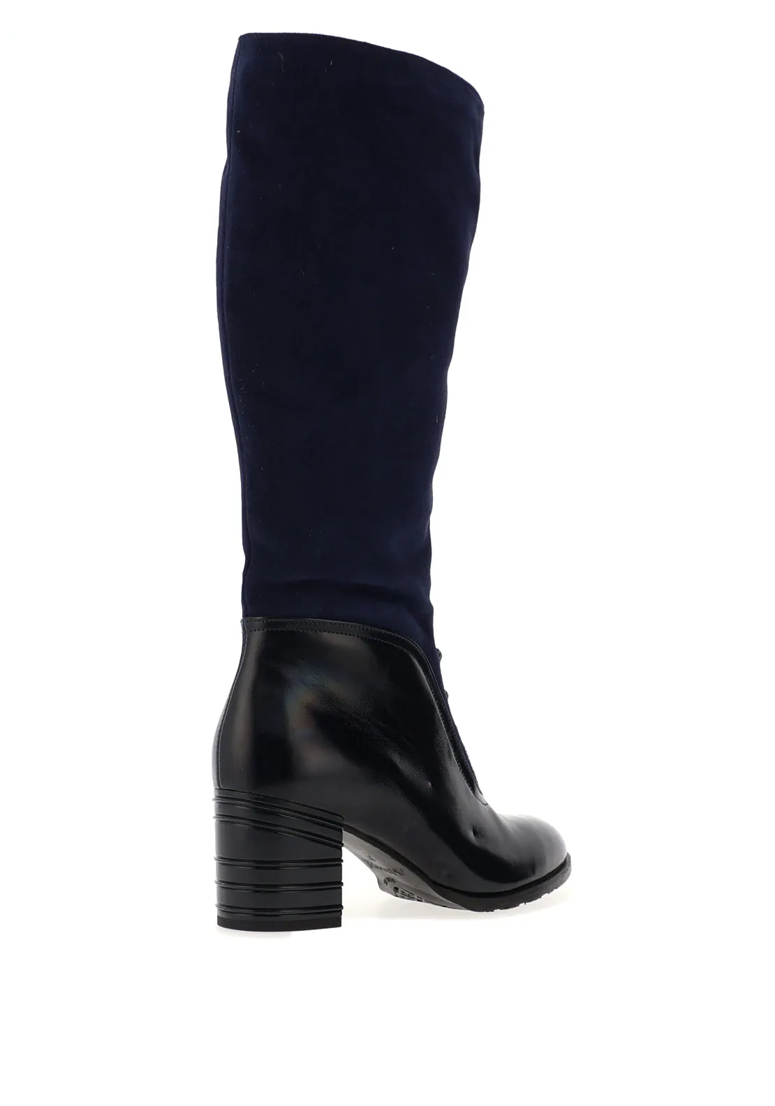 Bioeco By Arka Suede and Patent Knee Length Boots, Navy