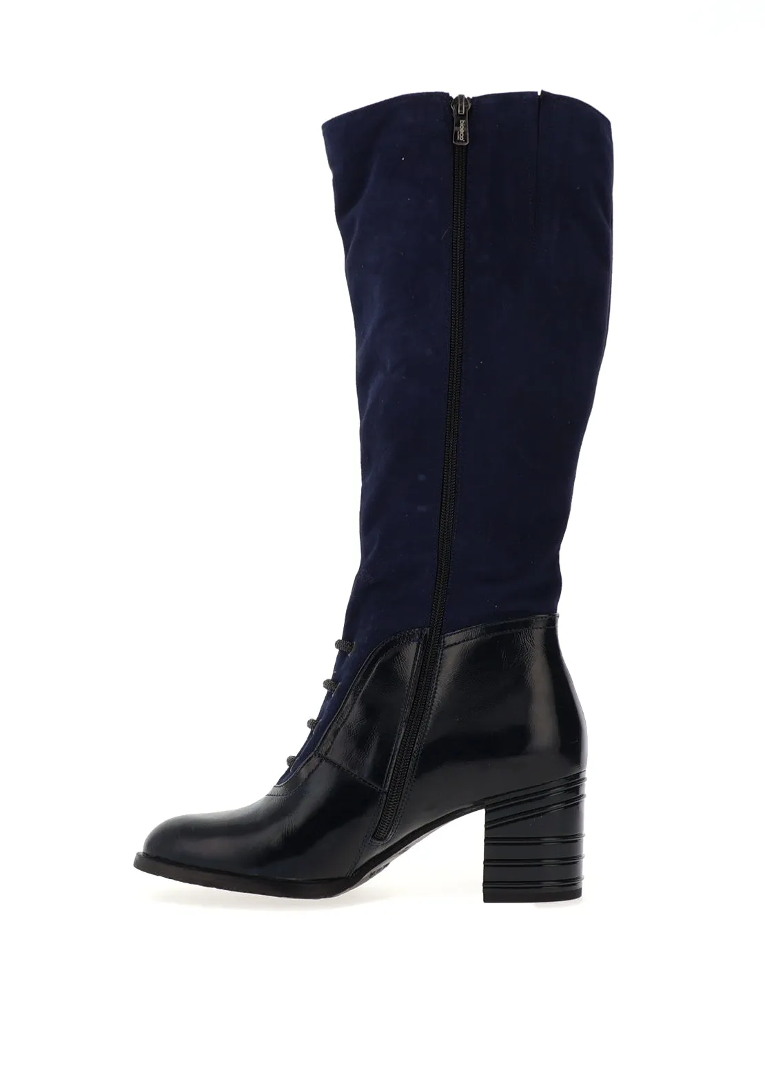 Bioeco By Arka Suede and Patent Knee Length Boots, Navy