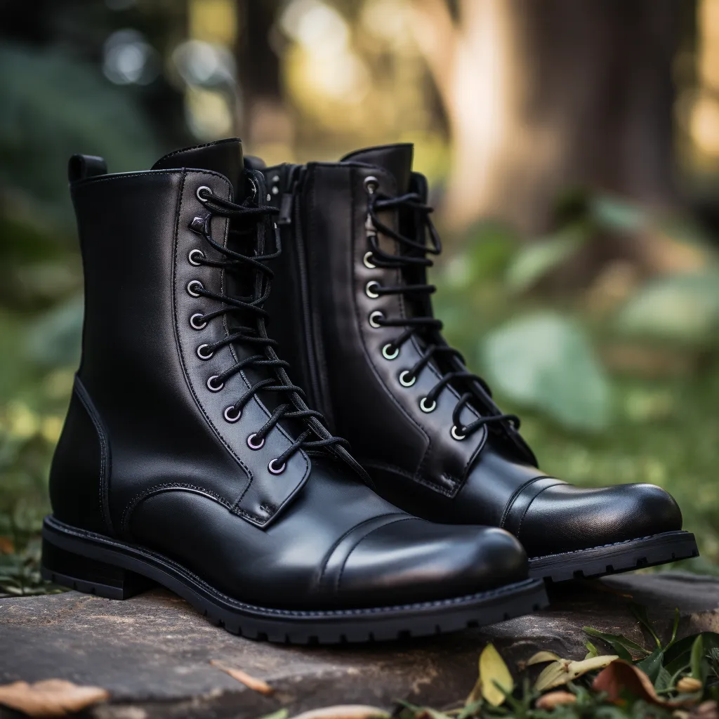 Black Leather Belinda Chunky Hiking Combat Lace Up Zipper Boots - AW24 - Hiking and Trekking Boots