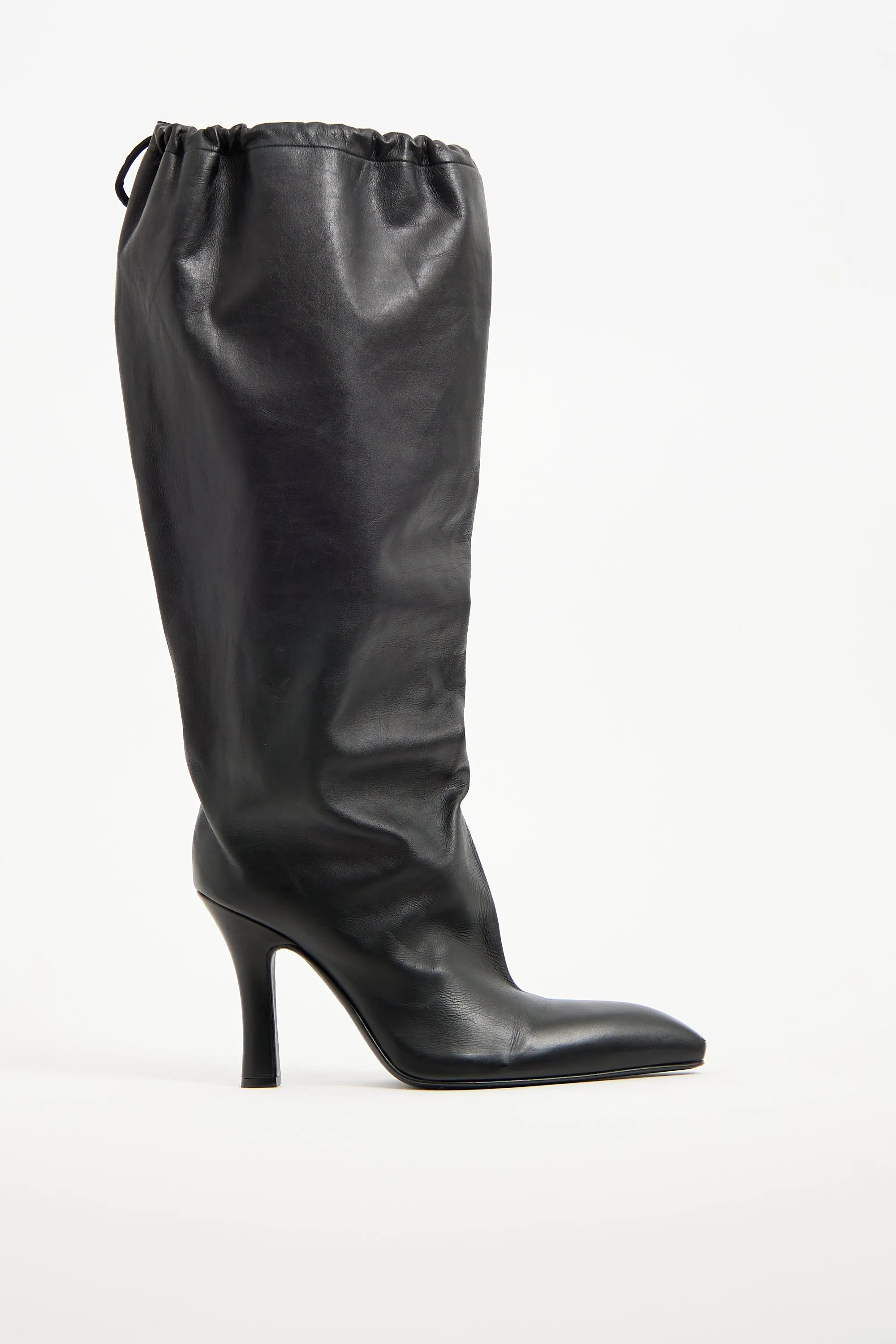 Black Leather Falkon Knee High Boot