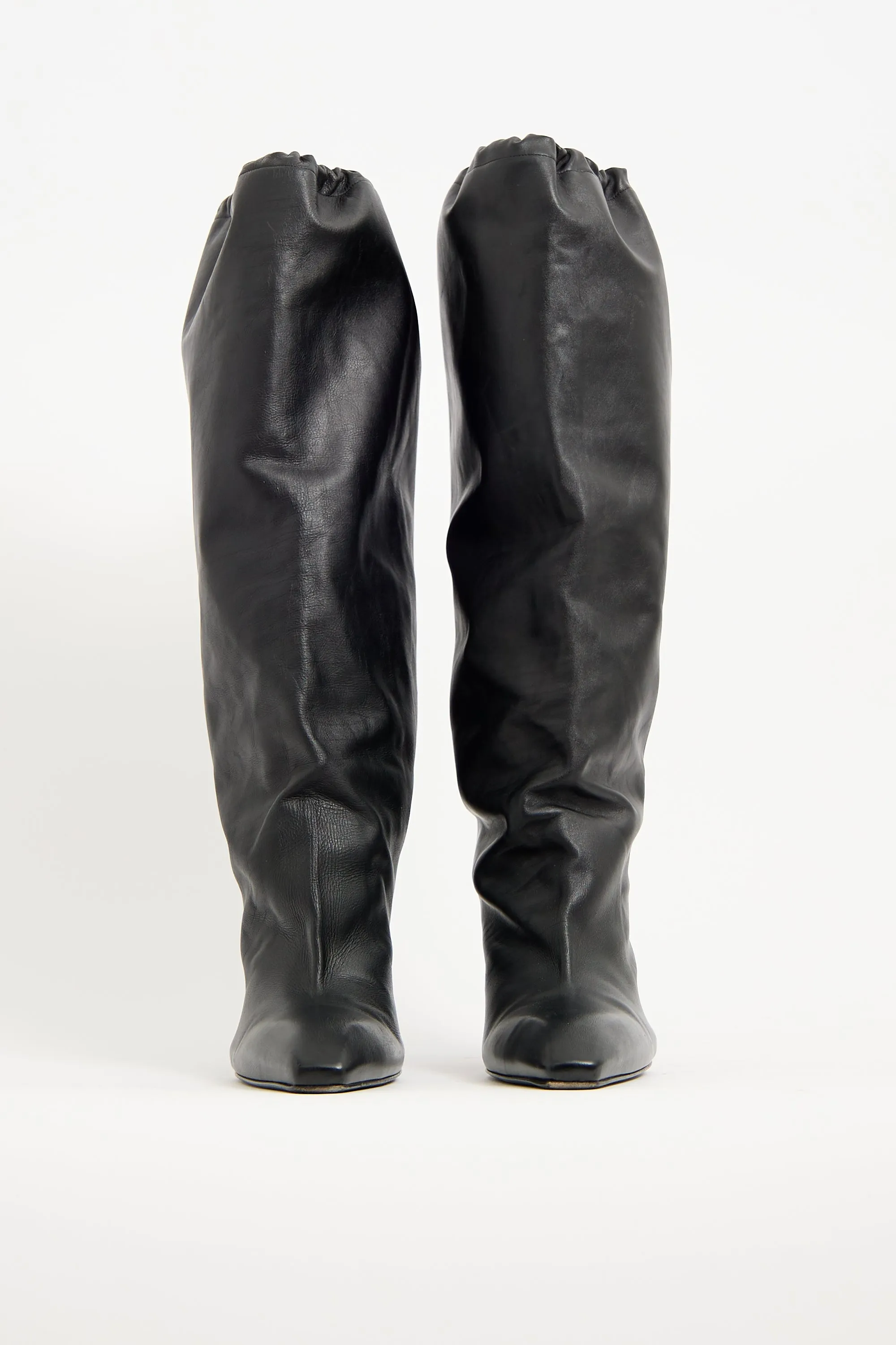 Black Leather Falkon Knee High Boot