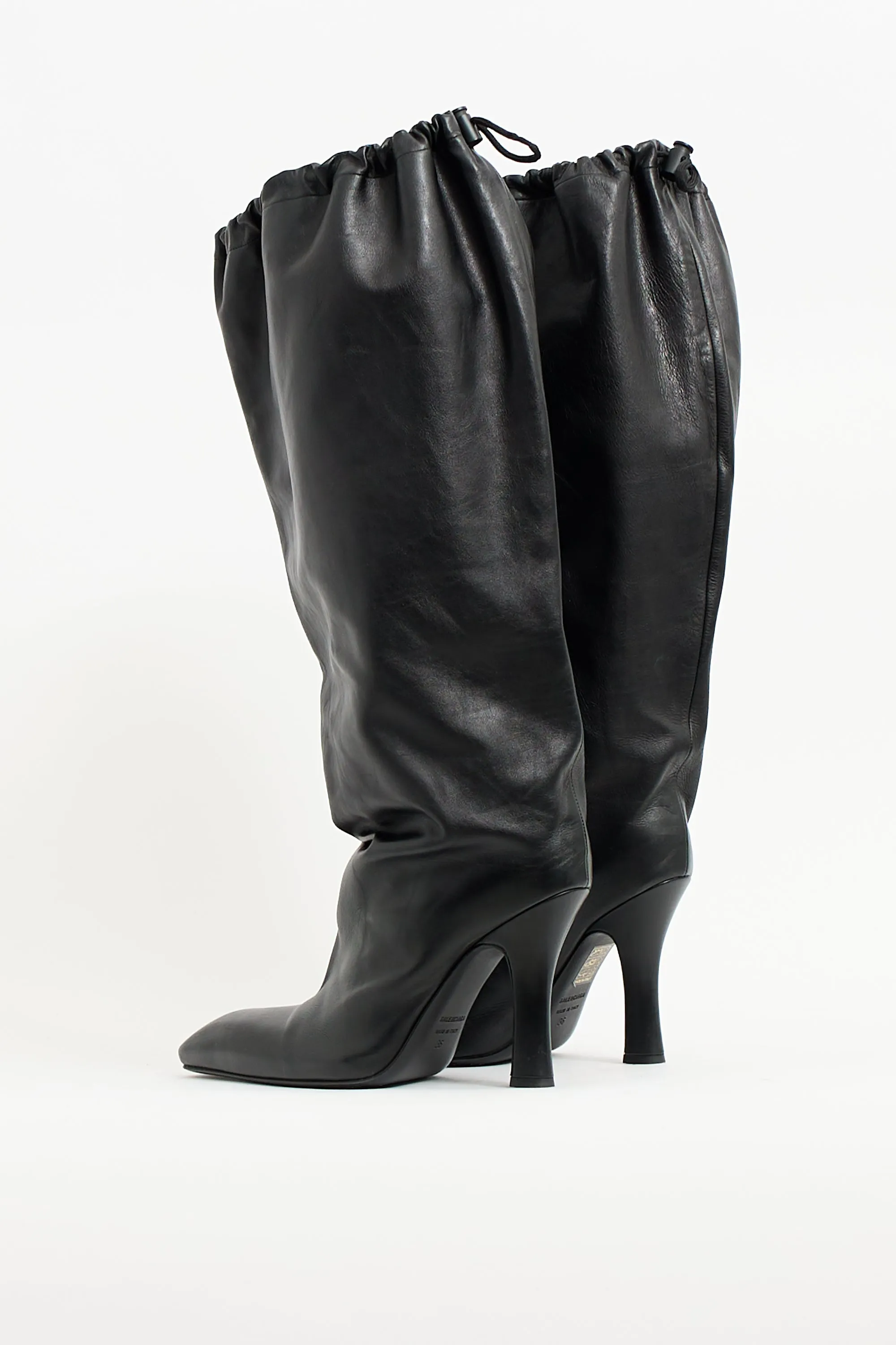 Black Leather Falkon Knee High Boot