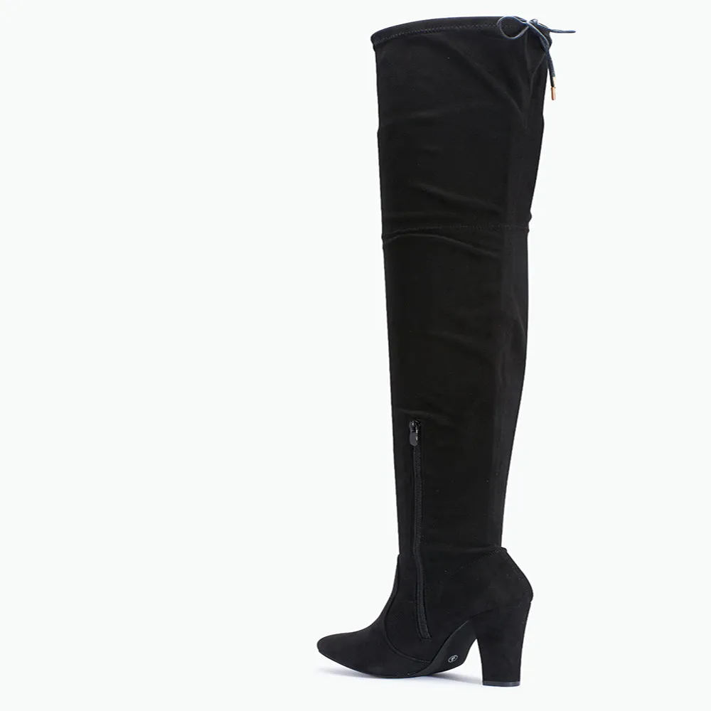 Block Heel Thigh High Boot