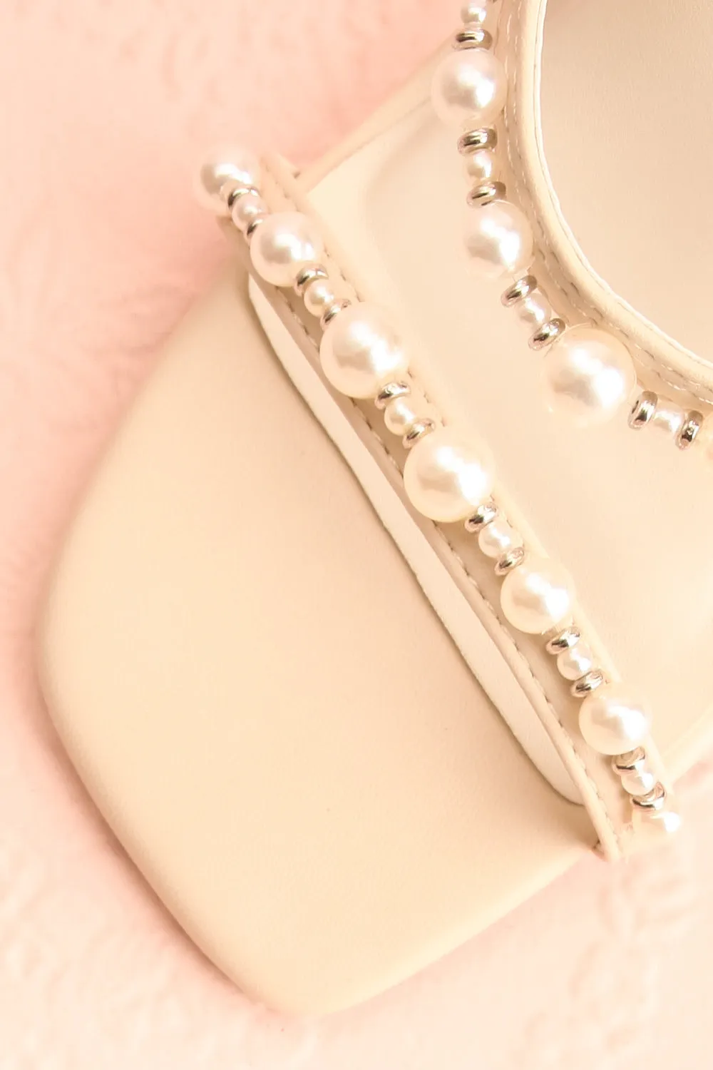 Blondie | Beige Heeled Sandals w/ Pearls