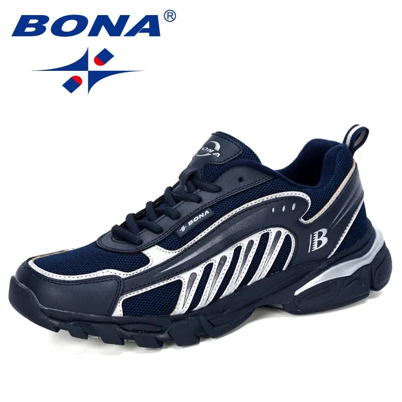 BONA New Designers Running Shoes Man Cow Split Sport Shoes Men Jogging Footwear Outdoors Lightweight Breathable Men Shoes