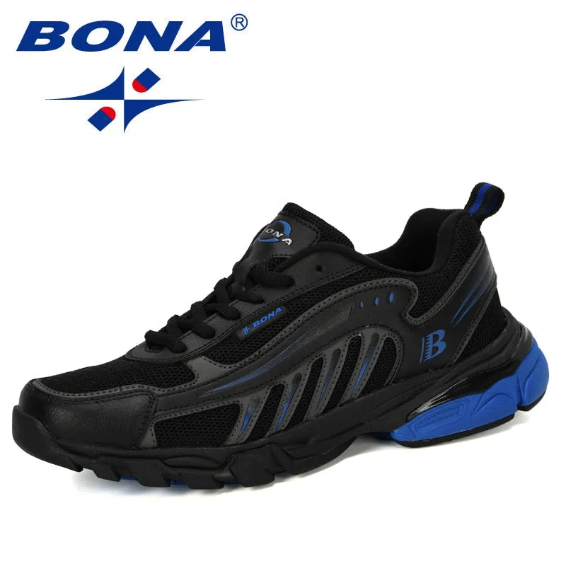 BONA New Designers Running Shoes Man Cow Split Sport Shoes Men Jogging Footwear Outdoors Lightweight Breathable Men Shoes