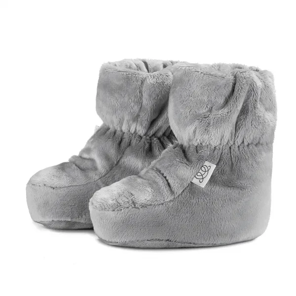 Booties | Faux Fur Cold Weather Booties in Pale Grey | Maylily