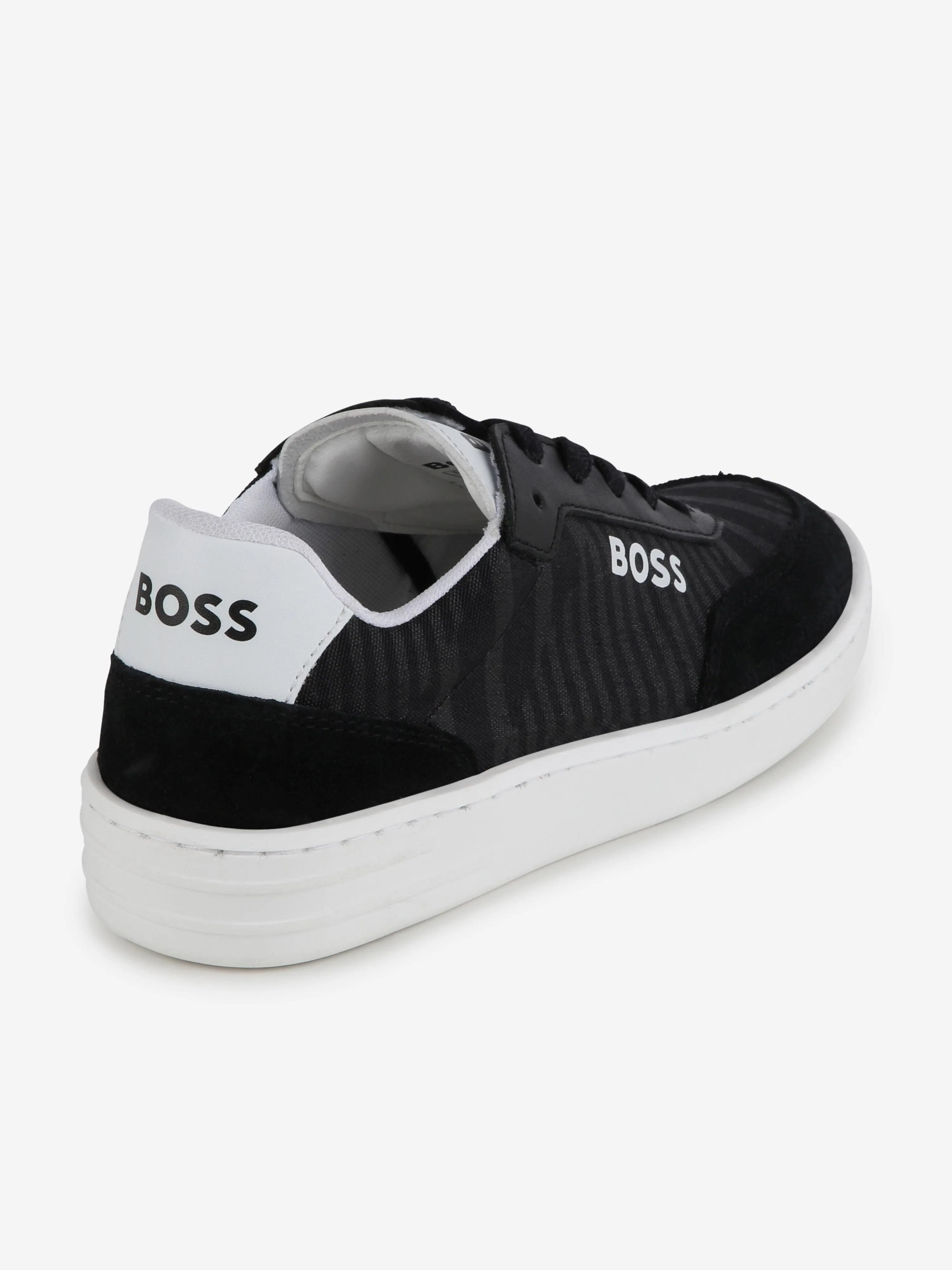 BOSS Boys Suede Logo Trainers in Black