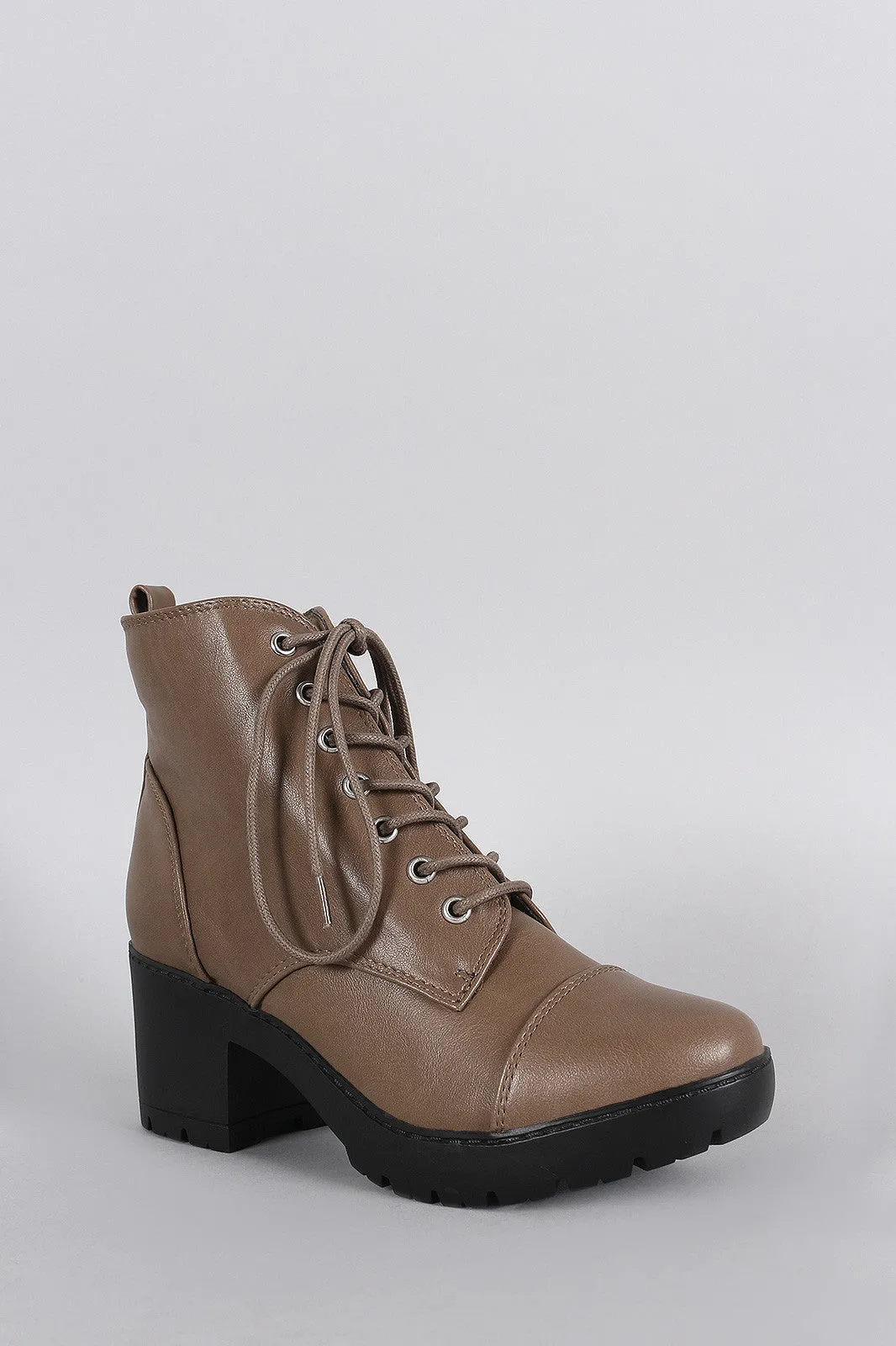 Breckelle Lug Combat Cap Toe Booties