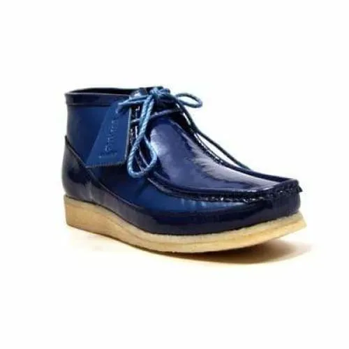 British Walkers Wallabee Boots Walker 100 Men's Navy Blue Patent Leather High Tops