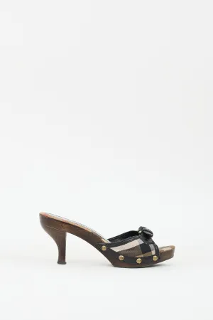 Brown & Multi Nova Check Heeled Sandal