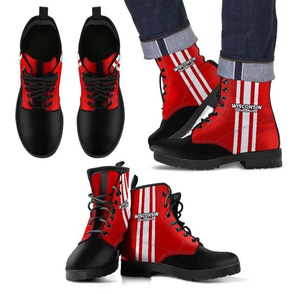 #BuckyNation Wisconsin Faux Leather 7 Eye Lace-up Boots