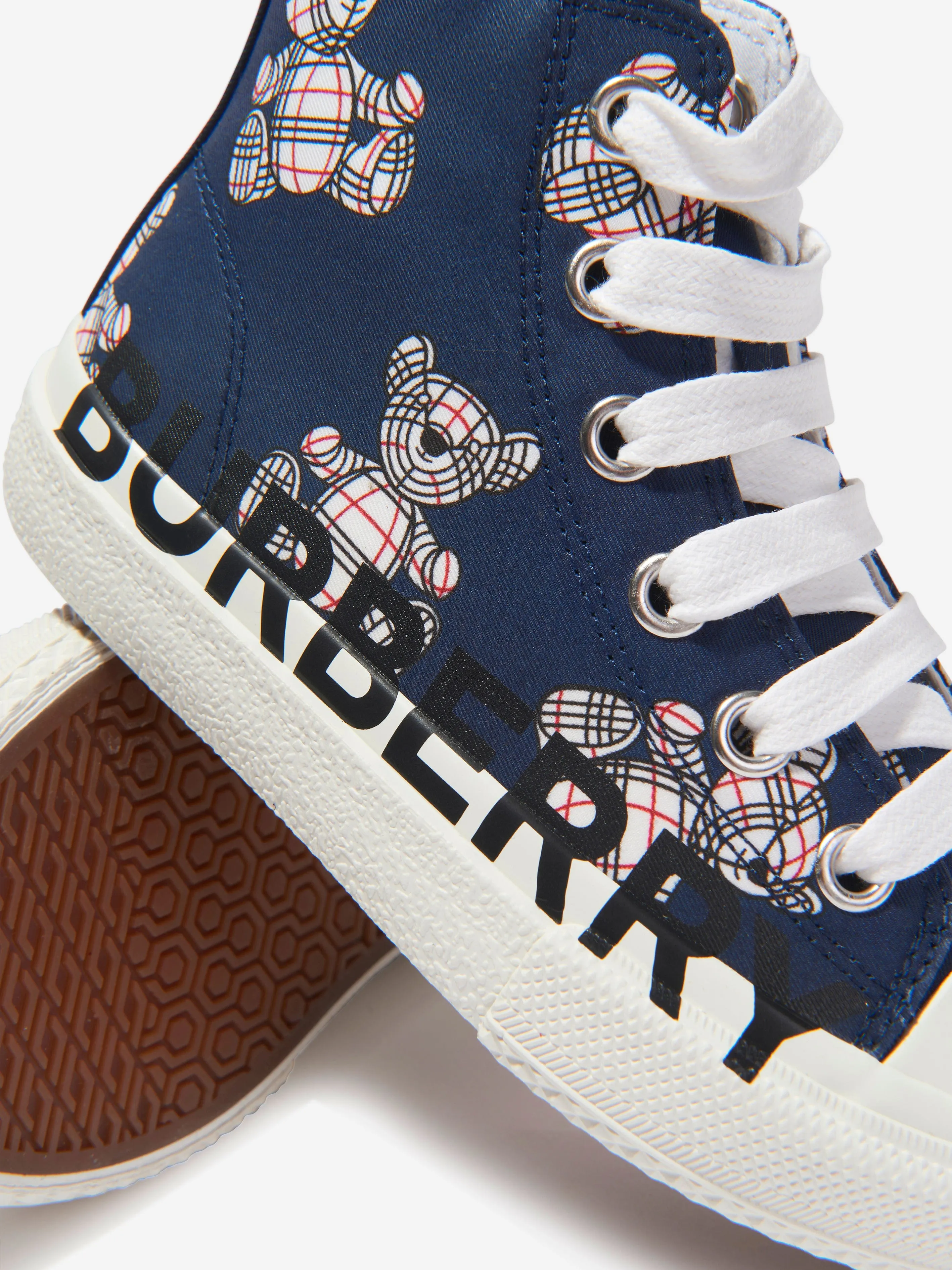 Burberry Kids Logo Print High Top Trainers