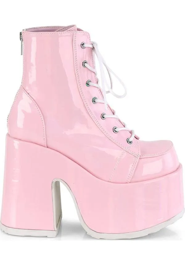 CAMEL-203 [Pink Holo] | PLATFORM BOOTS [PREORDER]