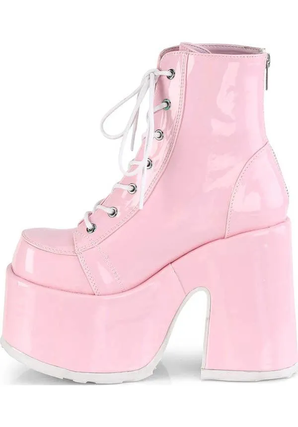 CAMEL-203 [Pink Holo] | PLATFORM BOOTS [PREORDER]