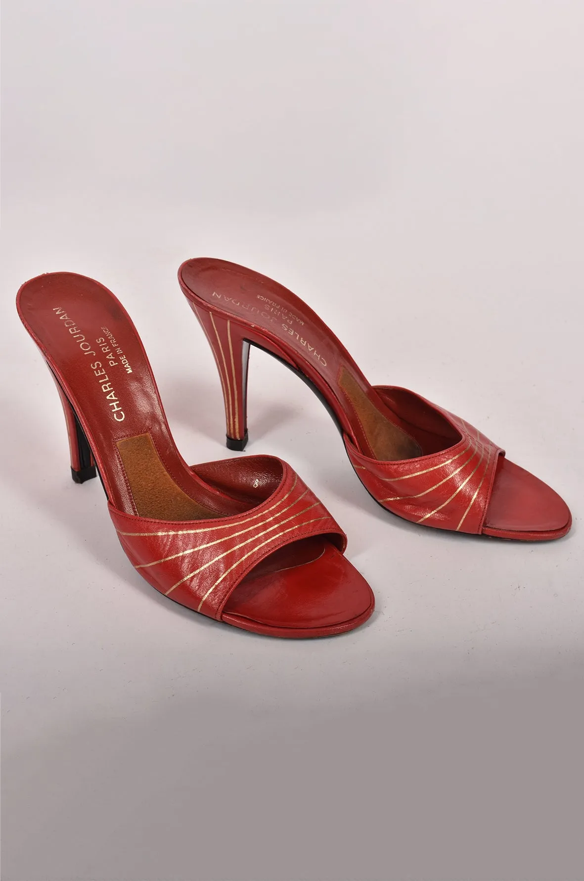 CHARLES JOURDAIN RED HEELED SANDALS