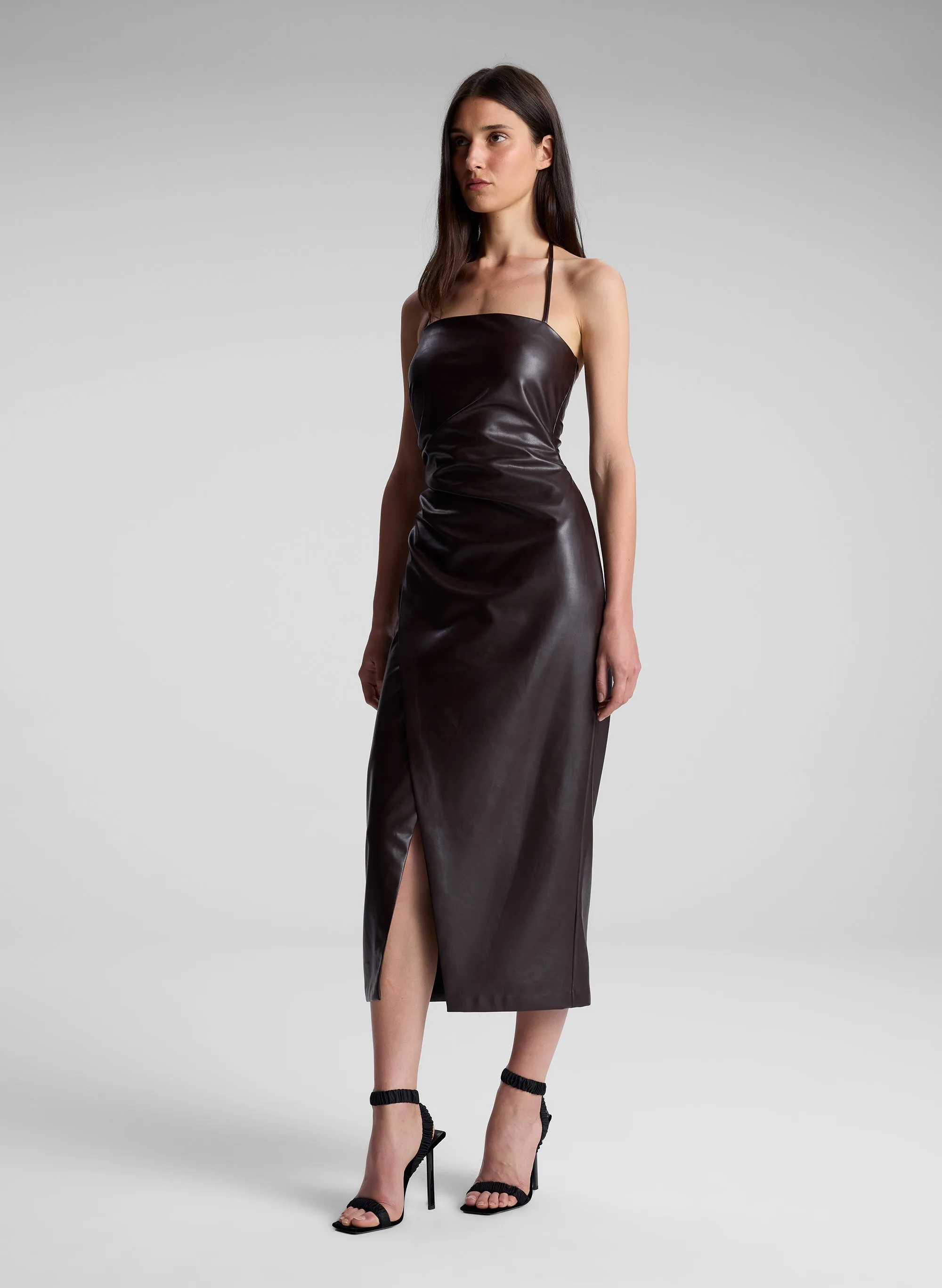 Charlotte Vegan Leather Midi Dress