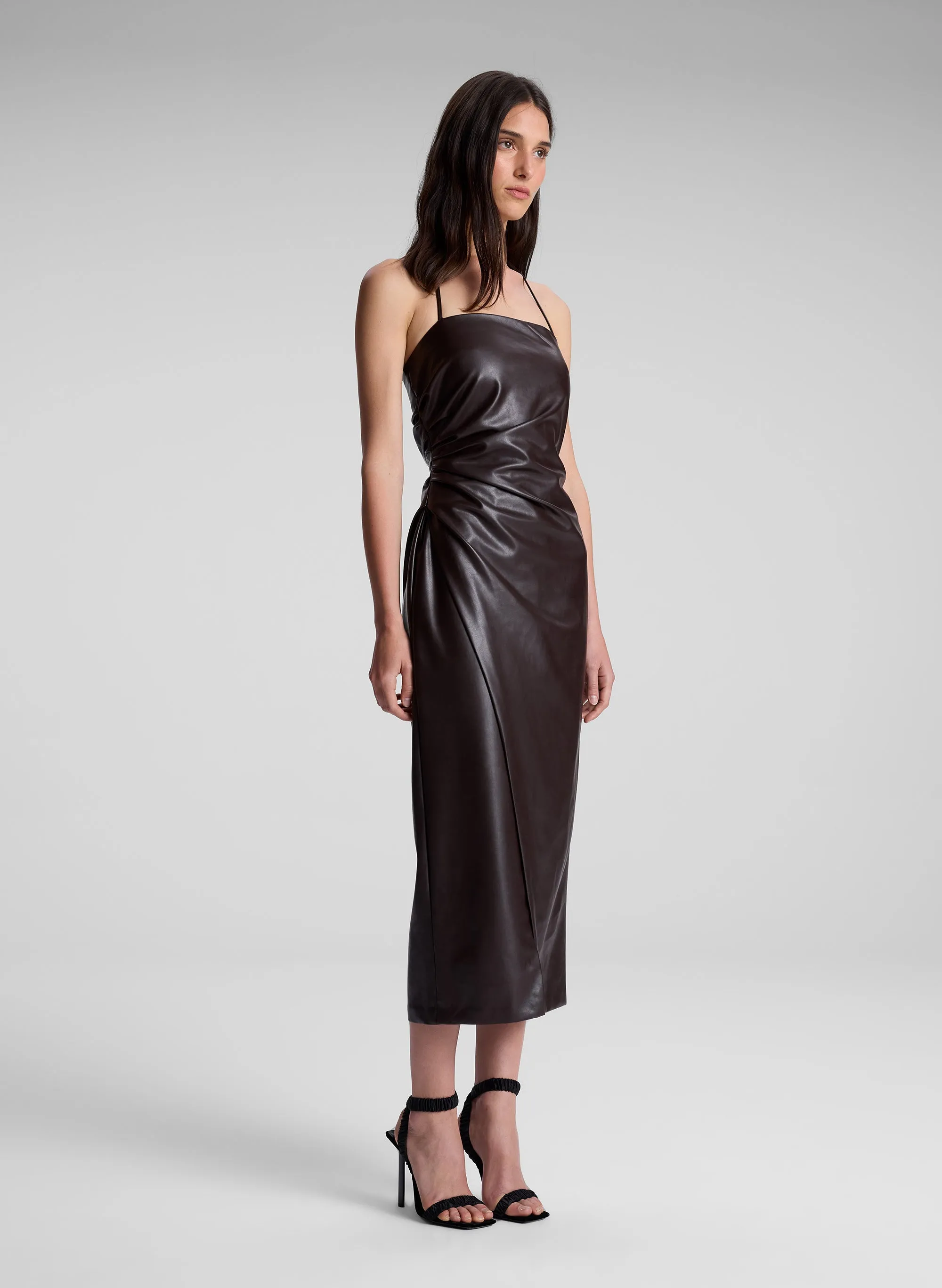 Charlotte Vegan Leather Midi Dress