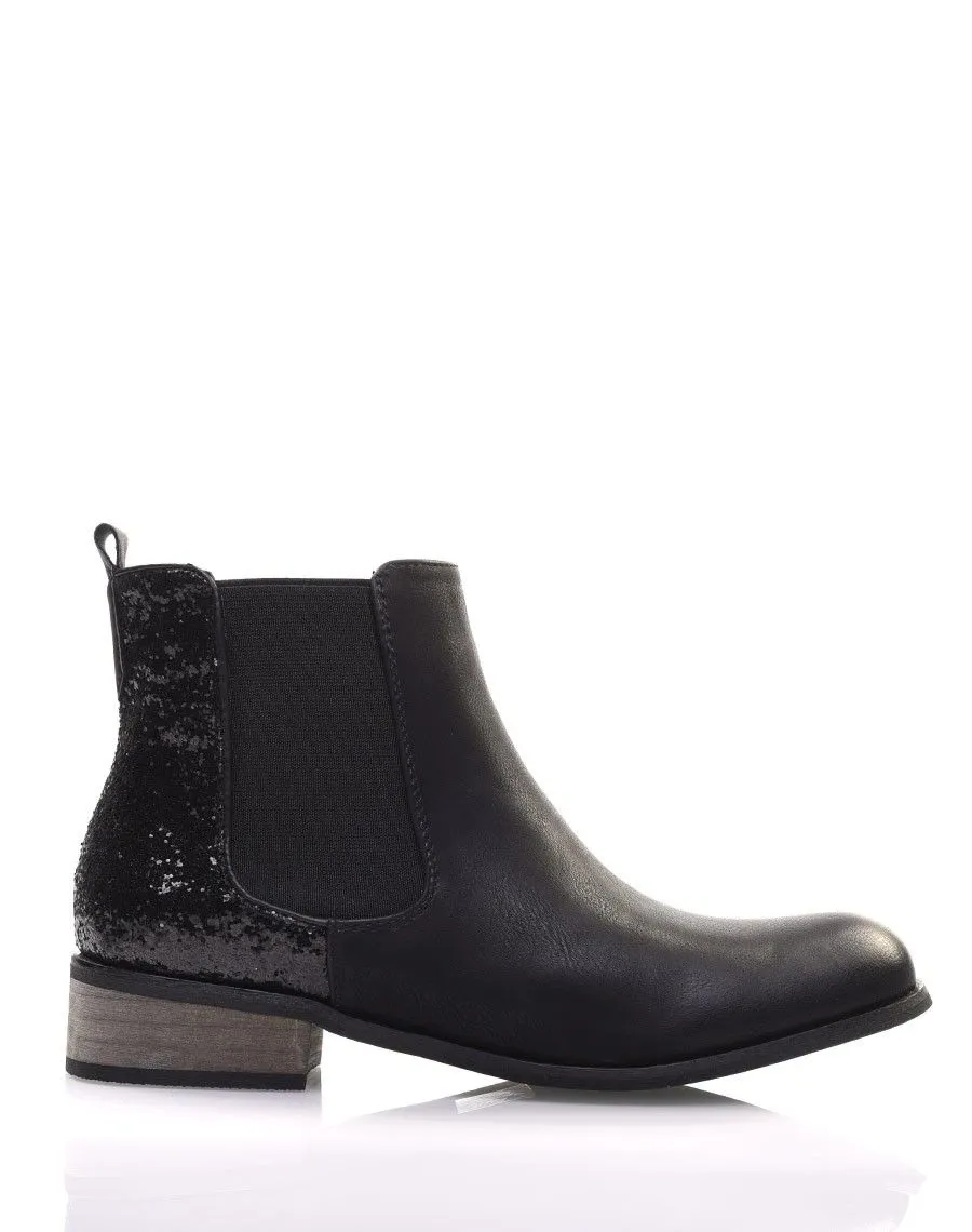 Chelsea boots noires à paillettes 