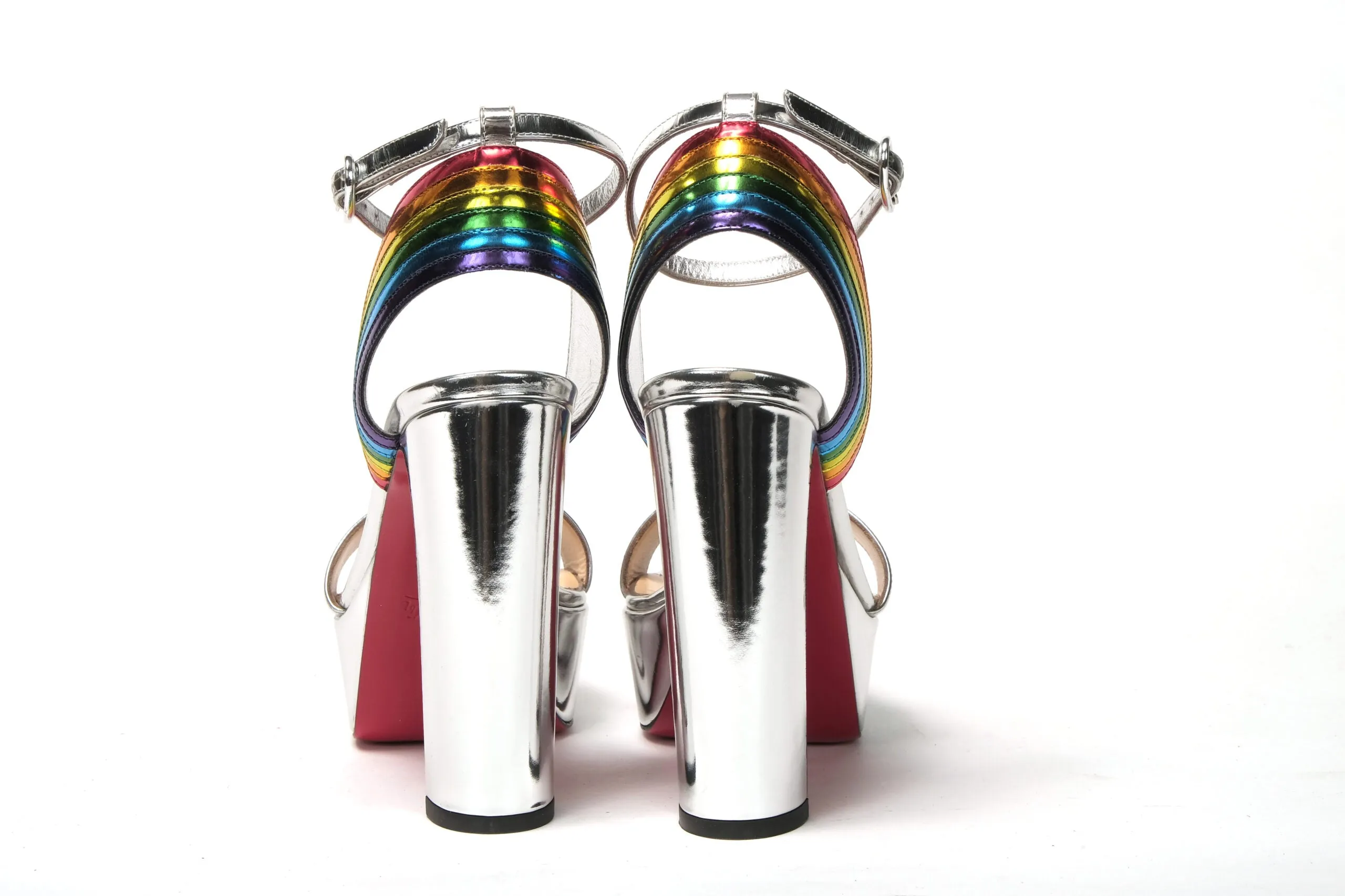 Christian Louboutin Silver/Multi Arendisc Alta Platform Heel